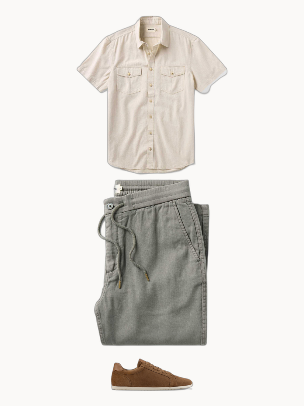 Chambray & Smoked Olive — outfit collage