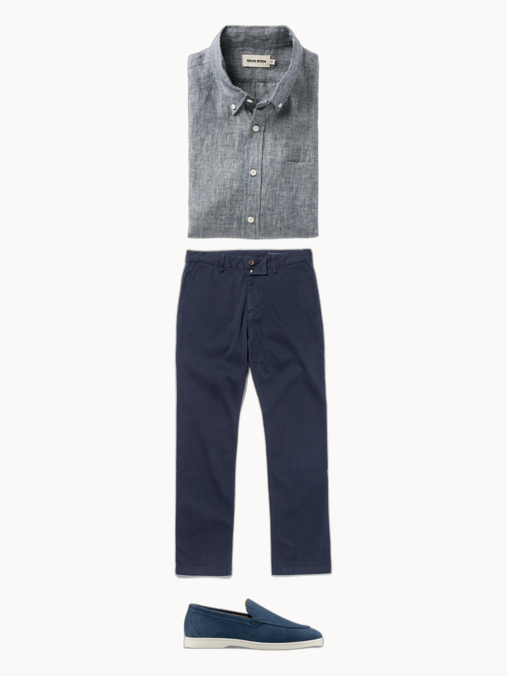 Tonal Blue Office Relaxed — outfit collage