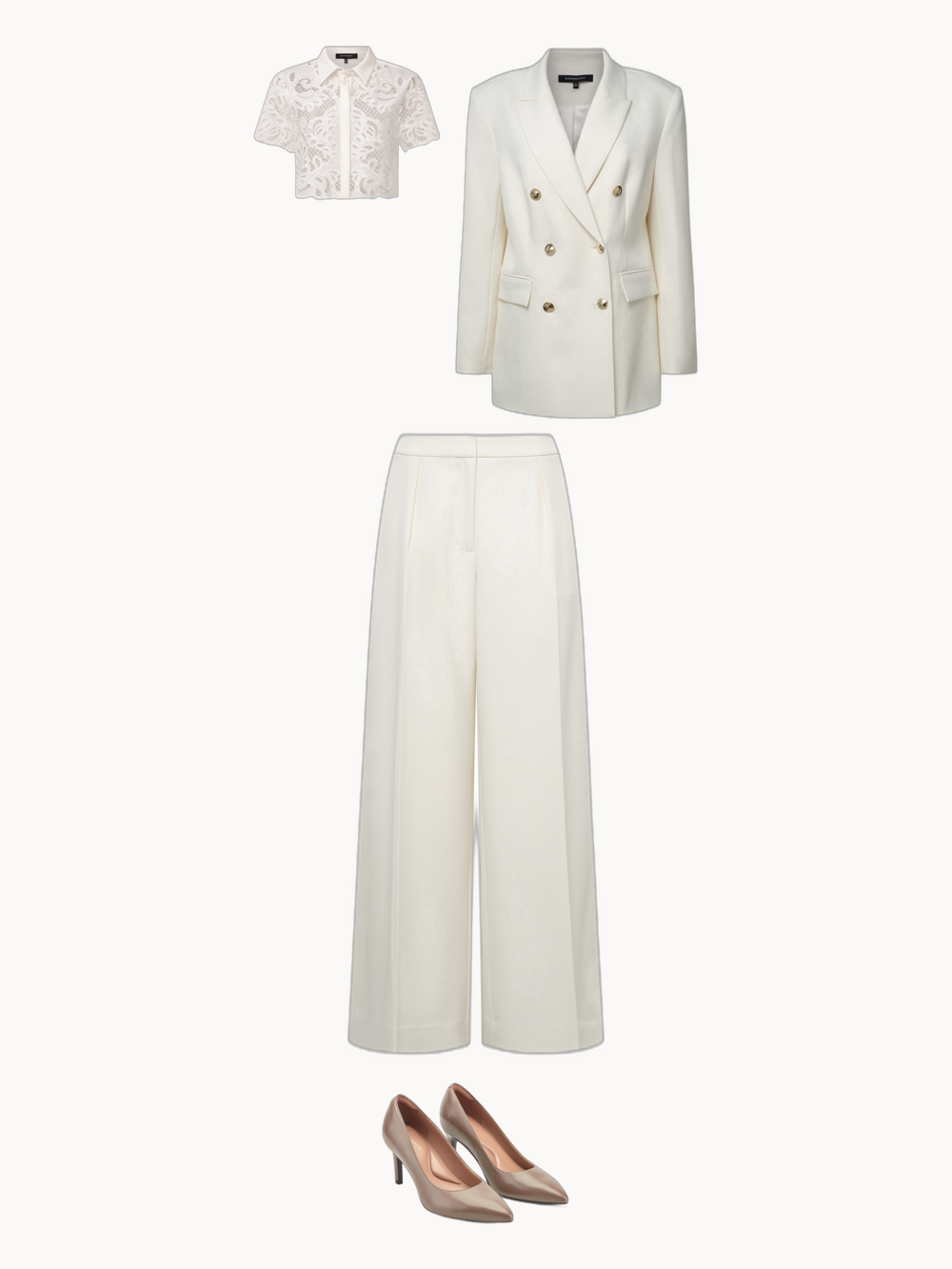 Creamy Office Chic — outfit collage